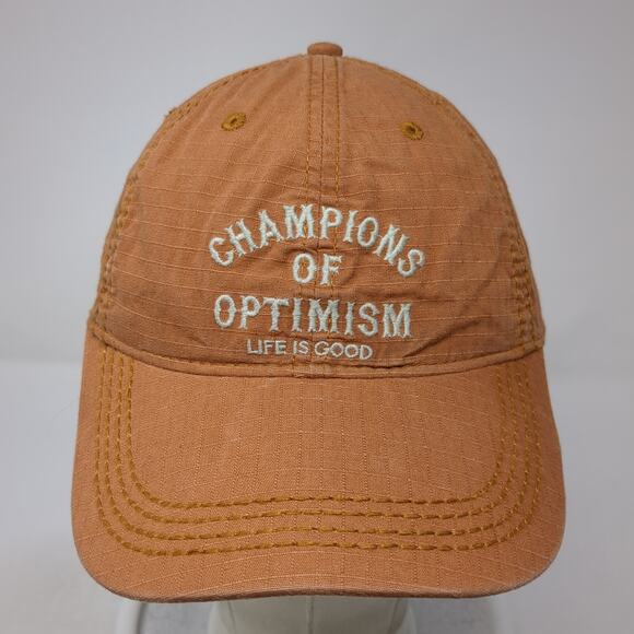 Champions Of Optimism Slideback Hat Brown One Size Solid Life Is Good - Picture 2 of 10